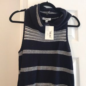 Navy and White striped tassel sweater